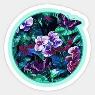 Midnight Mahalo Plumerias Sticker